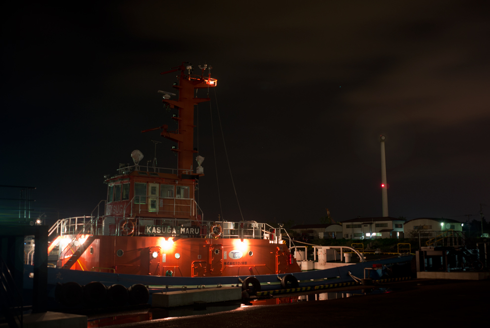 上越市直江津港の夜船の風景写真