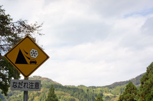 上越写真糸魚川市越川原の県道484号線にあった なだれ注意の道路標識